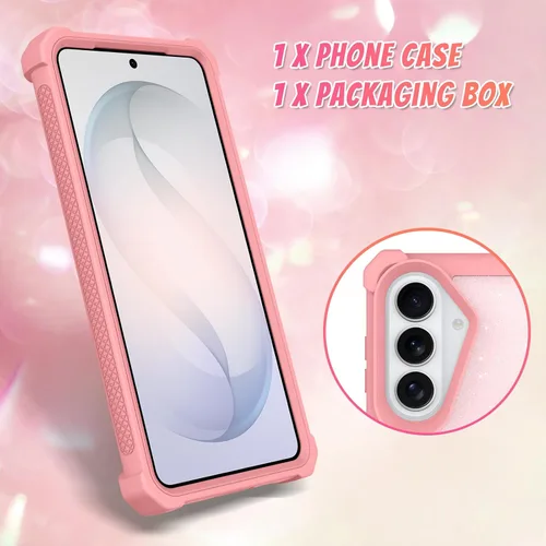 Vista 598 de Bonoma - Funda compatible con Samsung Galaxy S21 Plus, diseño de corazón con purpurina, color rosa Support for MagSafe, Plating Magnetic Case TPU