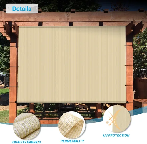 Vista 3 de Patio Toldo de repuesto para pérgola de 11 x 4 pies, con ojales y varillas pesadas, para exteriores, bloqueo UV, para glorieta, patio trasero, Beige