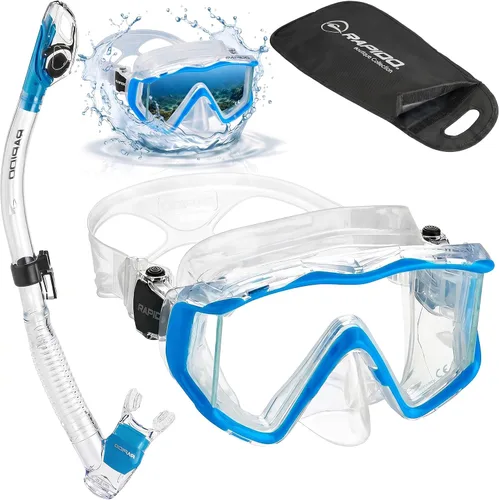 Vista 8 de Phantom Aquatics Rapido Clareza Máscara de Tres Lentes y Snorkel Combo