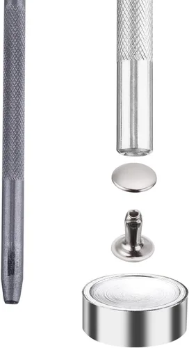 Vista 5 de Outus Remaches de cuero de una sola tapa remaches tubulares de metal con kit de herramientas de fijación para zapatos de artesanía de cuero, bolsas