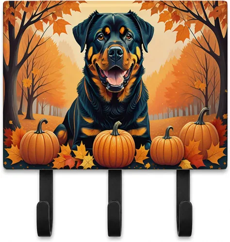 Vista 73 de Affenpinscher - Correa de otoño o llavero Affenpinscher Fall artwork on ceramic tile with three steel hooks for keys, leashes, towels