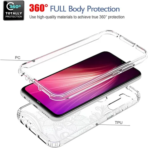 Vista 3 de Funda para Redmi Note 8 (2019/2021) M1908C3JH M1908C3JGG con protector de pantalla de vidrio templado, funda protectora de cuerpo completo