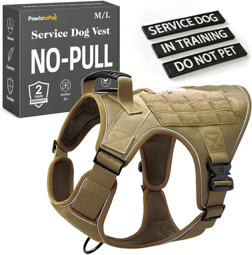 Vista 16 de Chaleco de perro de servicio para perros medianos, arnés de perro de servicio en entrenamiento con parches, chaleco ajustable para perros con Arnés