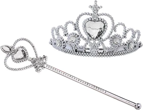 Vista 22 de Juego de tiara y varita de corona princesa Elsa - Joya de corazón de plata Azul