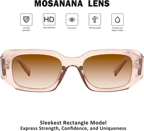 Vista 4 de mosanana Gafas de sol rectangulares de moda para mujeres y hombres