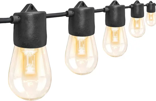 Vista 10 de GANA - Tira de luces LED de bajo voltaje de 12V y seguras para exteriores, 32 pies, 10 bombillas inastillables, 2200K, luz blanca cálida