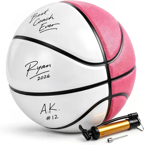Vista 16 de Hiboom Autograph - Baloncesto firmado con bomba de aire, memorabilia, para premio, trofeo, banquete, senior, noche, hitos nocturnos, entrenador
