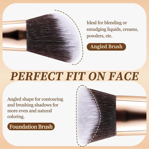 Vista 3 de Juego de brochas de maquillaje con estuche de viaje negro, base sintética suave de alta calidad, pinceles de contorno y sombra de ojos para mezcla