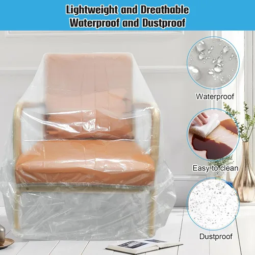 Vista 3 de Funda de Sofá de Plástico, Funda de Sofá Transparente, Fundas de Muebles Impermeables para Mudanzas y Almacenamiento, Bolsas de Funda de Sofá