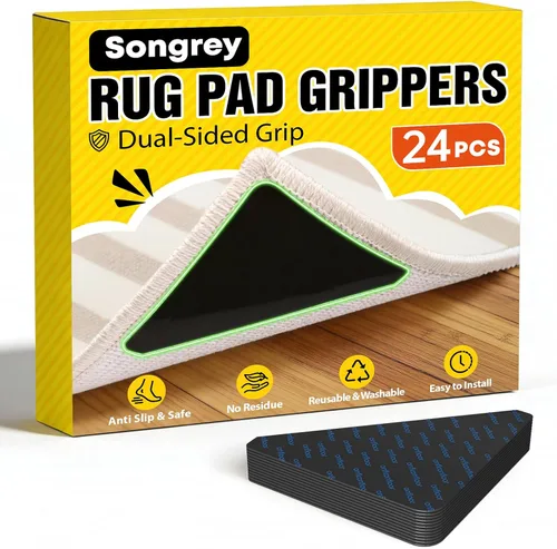 Vista 12 de Songrey - Pinzas de esquina para alfombras para suelos de madera dura, 8 Negro