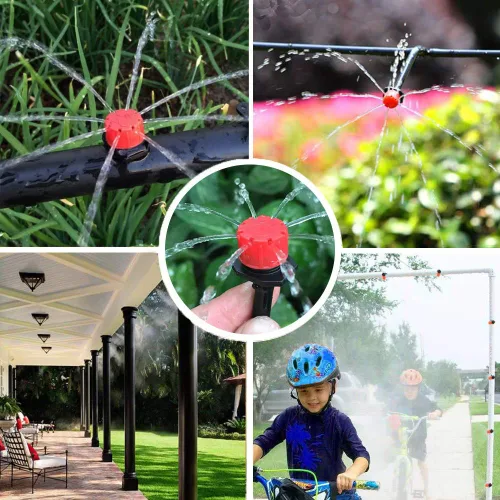Vista 5 de MSDADA Sistema de riego automático de jardín de 50 pies, kit de riego de plantas de distribución en blanco de 1/4 de pulgada, accesorios que