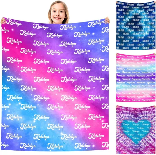 Vista 33 de MyPupSocks Manta Decorativa Personalizada con Nombre Personalizado Mantas para Niña Hija Nieta Manta Bonita (7 Tamaños)
