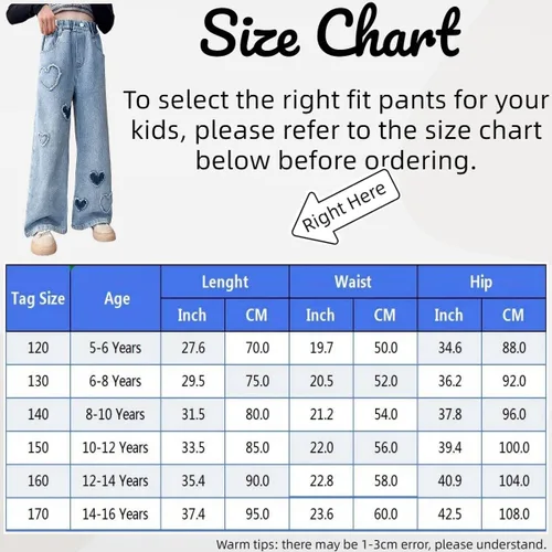 Vista 7 de Pantalones de mezclilla holgados para niñas y niñas, pantalones de mezclilla casuales de pierna ancha y cintura alta, talla 5-14 años
