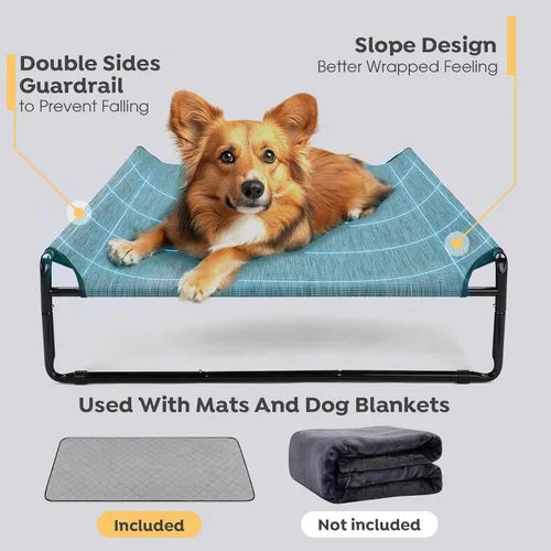 Vista 2 de Veehoo Cama Elevada Original para Perros de Exterior, Catre Elevado Refrescante para Perros Grandes, Plataforma de Hamaca Portátil de Pie