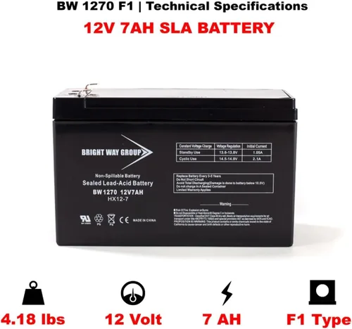 Vista 6 de Long Way LW-6FM6 - Batería compatible con SLA, 12V 7Ah F1 BW1270-F1