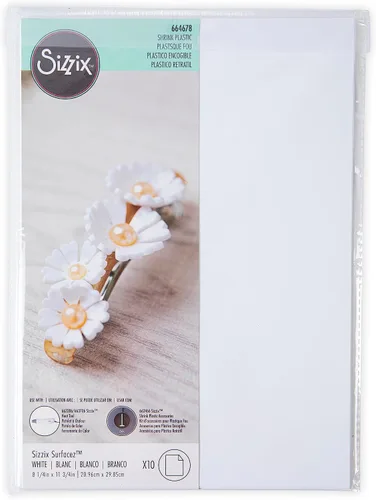 Vista 2 de Sizzix Surfacez 664678, paquete de 10 unidades, plástico retráctil blanco, multicolor