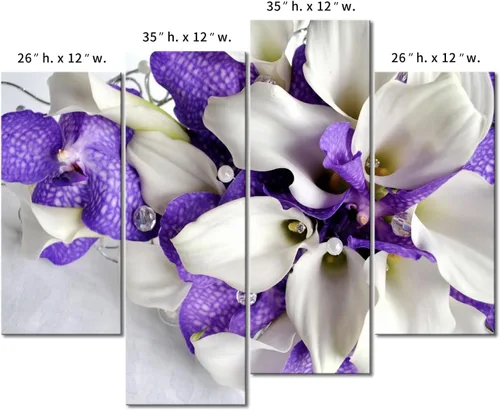 Vista 7 de Arte de pared de flores moradas, lienzo de lirio de cala, ramo de flores, fotos de cocina, impresión en lienzo con flores para sala de estar