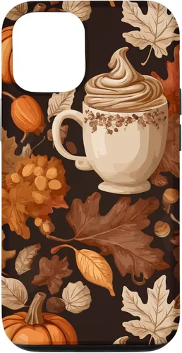 Vista 28 de Warm Autumn Stylish Coffee Cup Design - Fall Leaves Pattern Case for iPhone 17