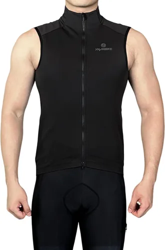 Vista 7 de YKYWBIKE Chaleco de ciclismo de invierno resistente al viento, chaleco de forro polar impermeable para bicicleta MTB chaleco sin mangas, Negro