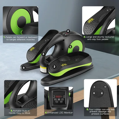Vista 3 de ANCHEER Máquina elíptica para debajo del escritorio, ejercitador de pedal silencioso para personas mayores, oficina y hogar, equipo de entrenamiento