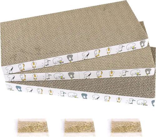 Vista 11 de PatiencET Rascador para gatos en forma de L, almohadilla de cartón de 26.8 pulgadas para gatos de interior, tablero vertical grande para rascar