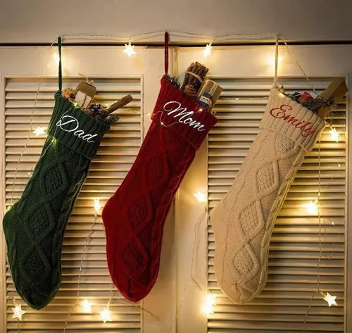Vista 3 de Custom Christmas Stocking Personalized Name- Customized Stockings for Christmas Stocking with Name Personalized Christmas Stockings Green Stockings
