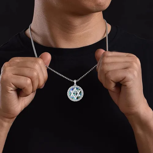 Vista 3 de Twoowl Star of David Necklace for Women Men 925 Sterling Silver Cross Abalone Shell Pendant Necklace Jewish Jewelry Gifts Estrella de David Para