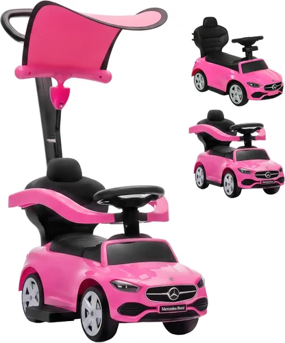 Vista 11 de Qaba Auto de empuje 4 en 1 para niños pequeños con licencia Mercedes-Benz Negro