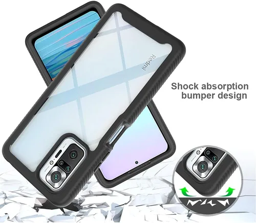 Vista 5 de Funda Redmi Note 10 Pro, funda protectora anticaídas y absorción de golpes para Xiaomi Redmi Note 10 Pro Max 4G M2101K6I Redmi Note 10 Pro 4G Negro
