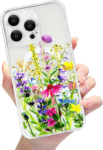 Vista 69 de Compatible con el teléfono 13 Pro - Funda magnética mate translúcida, de lujo, a prueba de golpes, magnética y con bonito patrón de flores, carcasa