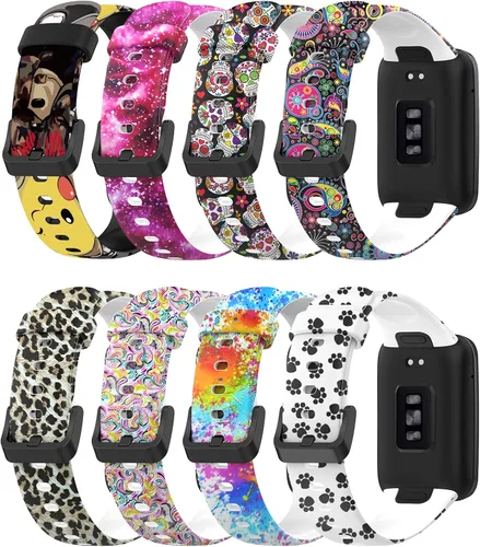 Vista 15 de Lijinlan Bandas de repuesto compatibles con Xiaomi Mi Band 7 Pro Strap mujeres hombres, impresión colorida linda piel floral suave flexible silicona