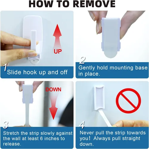 Vista 6 de Ganchos de pared resistentes grandes 6 piezas con 12 tiras adhesivas, gancho de pared removible para colgar, ganchos para colgar abrigos sin daños
