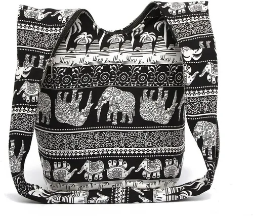 Vista 22 de KARRESLY - Bolso bandolera de algodón bohemio, estilo hippie, hecho a mano