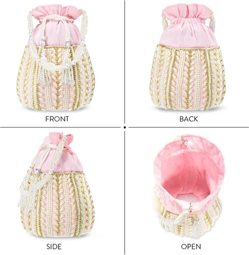 Vista 4 de Aheli Potli Bags Gift for Women Evening Bag Clutch Ethnic Bride Purse with Drawstring