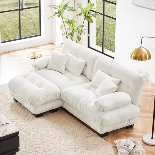 Vista 69 de Otomana beige para sofá modular modular, sofá individual, asiento otomano para sofá modular convertible, sofás de terciopelo para sala de estar