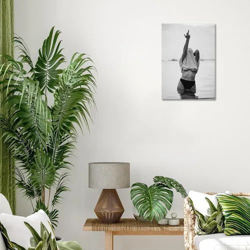 Vista 5 de Enveable Pósteres retro feministas con el dedo medio, lienzo blanco y negro, arte de pared, fotografía de moda, impresión fotográfica, mujer sexy