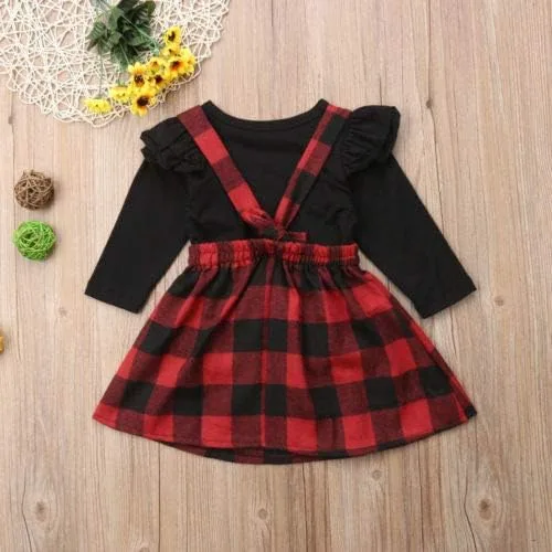 Vista 4 de Mubineo Conjunto de falda de algodón para bebé y niña pequeña