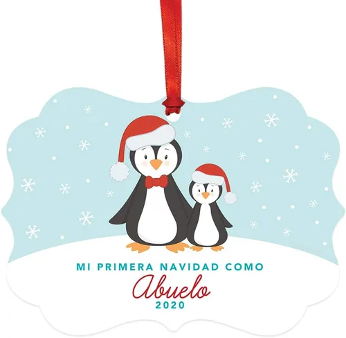 Vista 22 de Andaz Press Adorno de recuerdo de Navidad con marco de fantasía de familia española, Nuestra Primera Navidad Como UNA Familia De Tres 2024, Familia