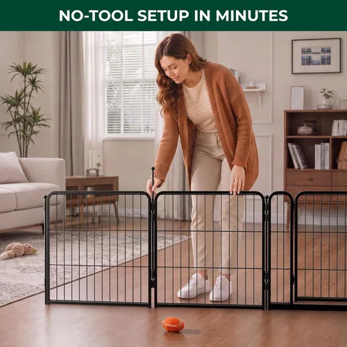 Vista 4 de FXW Homeplus Unleashed Corral para Perros de Interior - Juego Sin Estrés y Seguro, Resistente de 24 Pulgadas con 6 Paneles para Cachorros y Perros