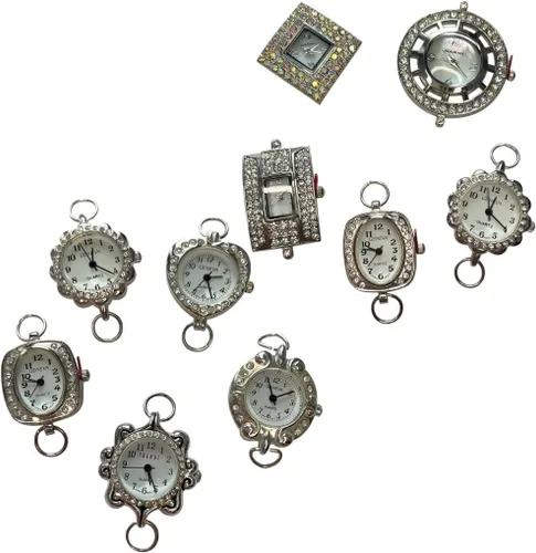 Vista 3 de NIMI Juego de 10 piezas de esfera de reloj de Navidad y rojo para abalorios y fabricación de joyas (paquete 1)
