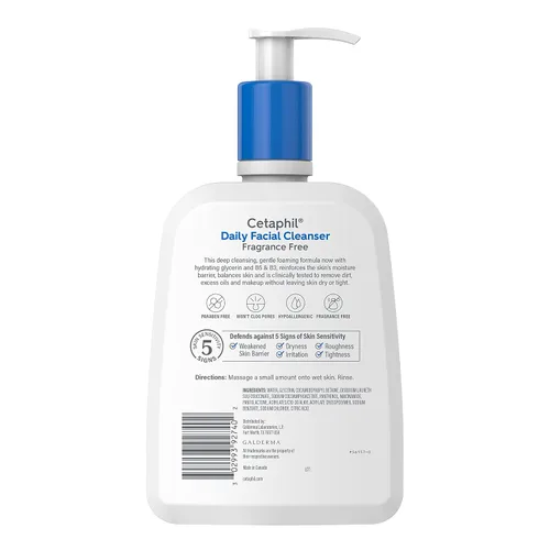Vista 2 de Cetaphil Lavado Facial, Limpiador Facial Diario para Piel Sensible, Mixta a Grasa, 16 Oz, Sin Fragancia, Espuma Suave, Sin Jabón, Hipoalergénico