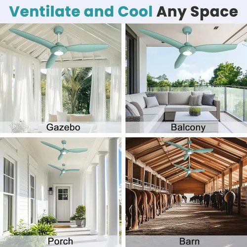 Vista 8 de Luz solar para ventilador de techo de 52 pulgadas para exterior