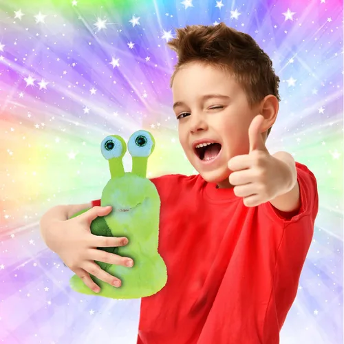 Vista 2 de DolliBu - Peluche de caracol verde, súper suave, lindo juguete de peluche realista para niños y niñas, adorable juguete de peluche para bebés, niños