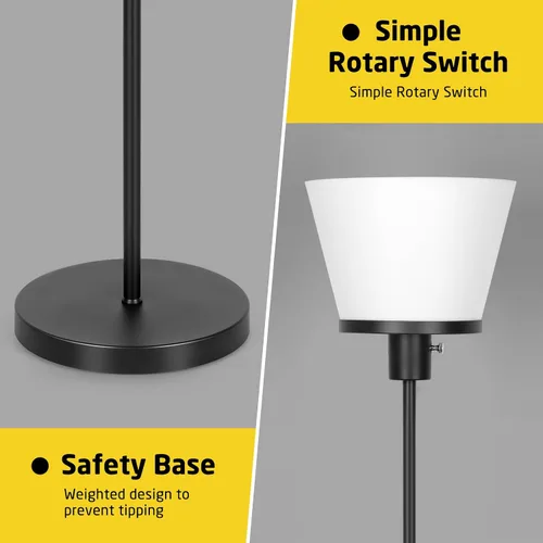 Vista 3 de Lámpara de Pie LED Lámpara de Pie Alta, Lámparas de Pie Modernas Negras Tipo Antorcha para Dormitorio Sala de Estar Oficina, Lámpara de Pie Negro
