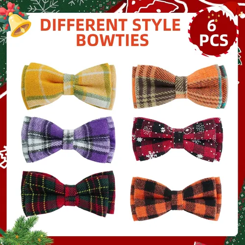 Vista 5 de PAWCHIE Corbatas de moño para perro de Halloween, 6 piezas, lindo collar de perro, accesorios de collar de aseo ajustable, pajaritas para perros