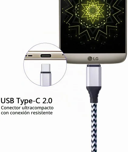 Vista 4 de Paquete de 5 cables USB tipo C de 6 pies, cable de carga rápida compatible