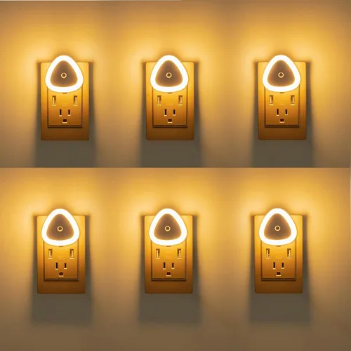 Vista 9 de KINUR Lámpara de Luz Nocturna LED con Sensor Inteligente de Atardecer a Amanecer, Luz Nocturna Ámbar Naranja de 0.5W que se Enchufa a la Pared