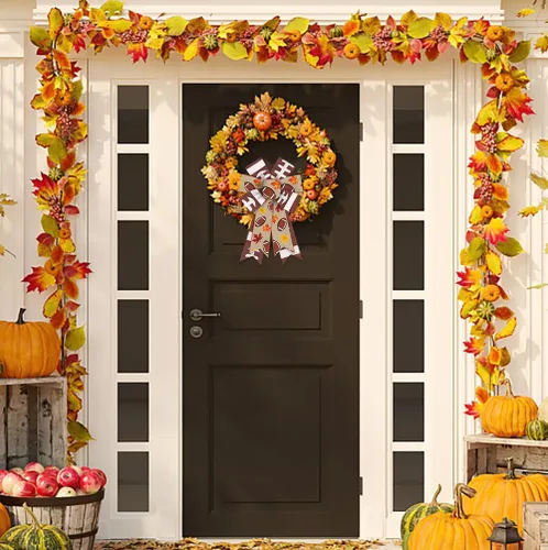 Vista 3 de ALIBBON 2 lazos de otoño para coronas, lazos de corona de Acción de Gracias, lazos de Super Bowl, lazos marrones para puerta delantera, decoración