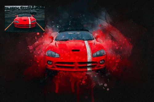 Vista 6 de Awesometik Arte de acuarela de coche personalizado con fondo oscuro, regalo de retrato de coche de acuarela para entusiastas del automóvil, regalo