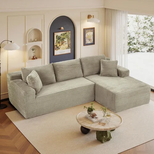 Vista 20 de Sofás seccionales de 105" para sala de estar, sofá cloud con forma de L tapizado, sofás modulares sin estructura rígida, sofá seccional moderno